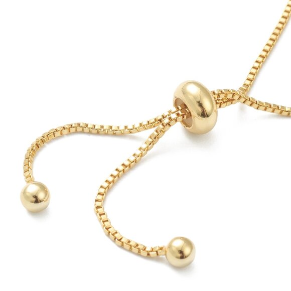 Beautiful Slider Bolo Bracelet W pave Marquis, Real 18K Gold Plated - Picture 3 of 3